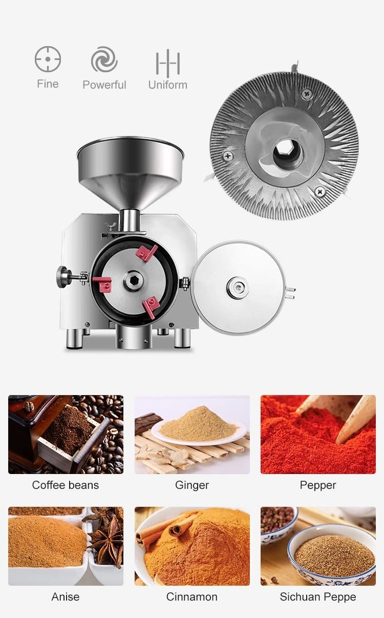 3000W Industrial Stainless Steel Chili Powder Soya Bean Nut Coffee Spice Grinding Electric Herb Turmeric Almond Grain Grinder Mill