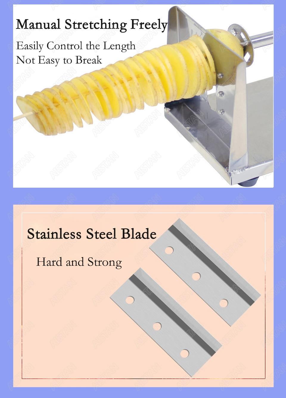 St02 Stainless Steel Manual Spiral Potato Slicer Chips Cutter Kitchen Vegetable Tools