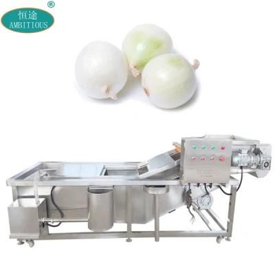 Vegetable Wash System PLC Bubble Belt Washer Onion Washing Machine