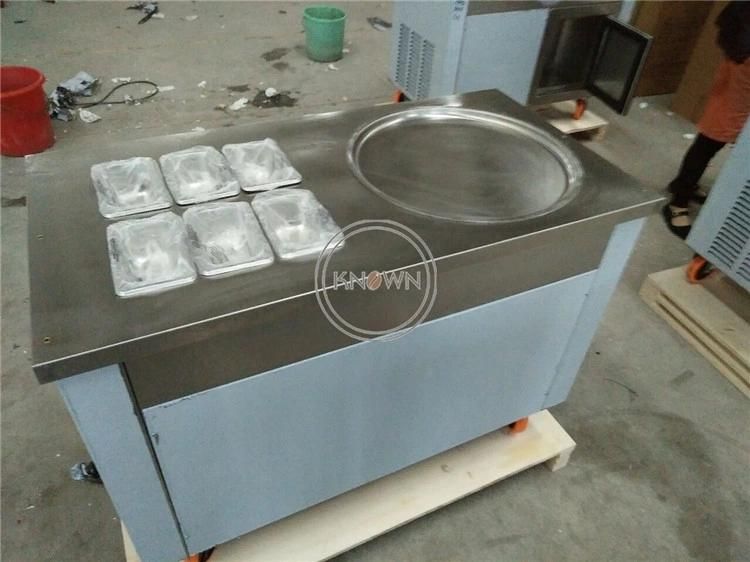 Single Pan Fried Ice Cream Machine for Delicious Fruit Juice Ice Cream Rolls Making 220V50Hz with Arylic Screen