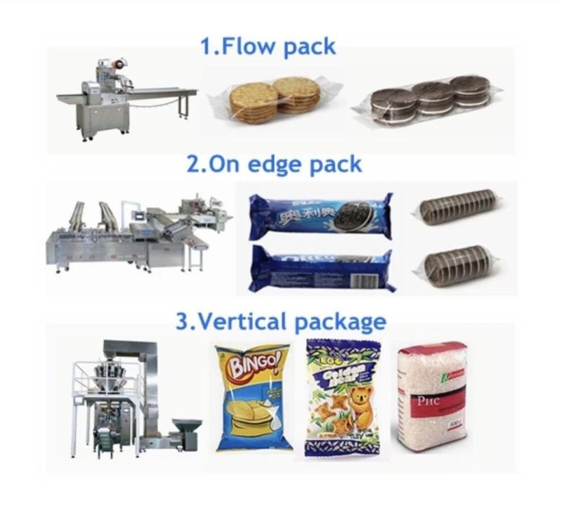 Automatic Jam Cream Sandwiching Machine on Edge Packing Machine Sandwich Biscuit Making Machine