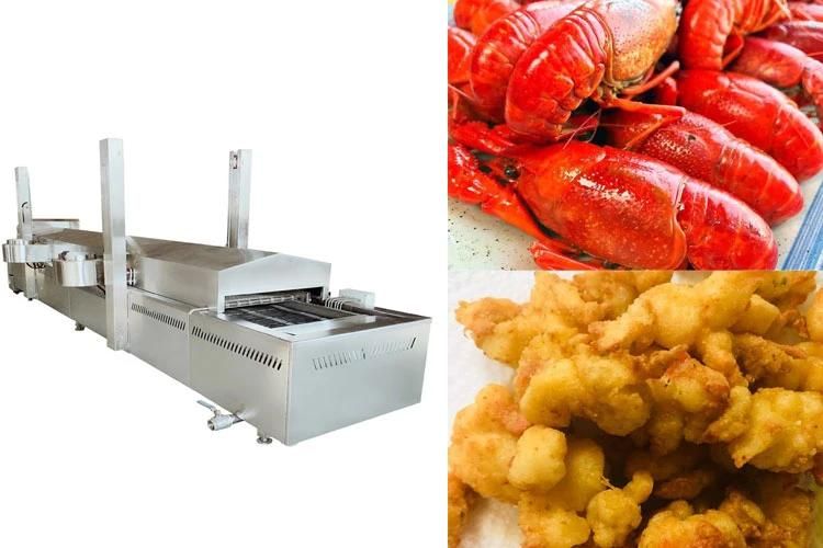 Automatic Continuous Fryer Machinery Conveyor Belt Crayfish Frying Machine