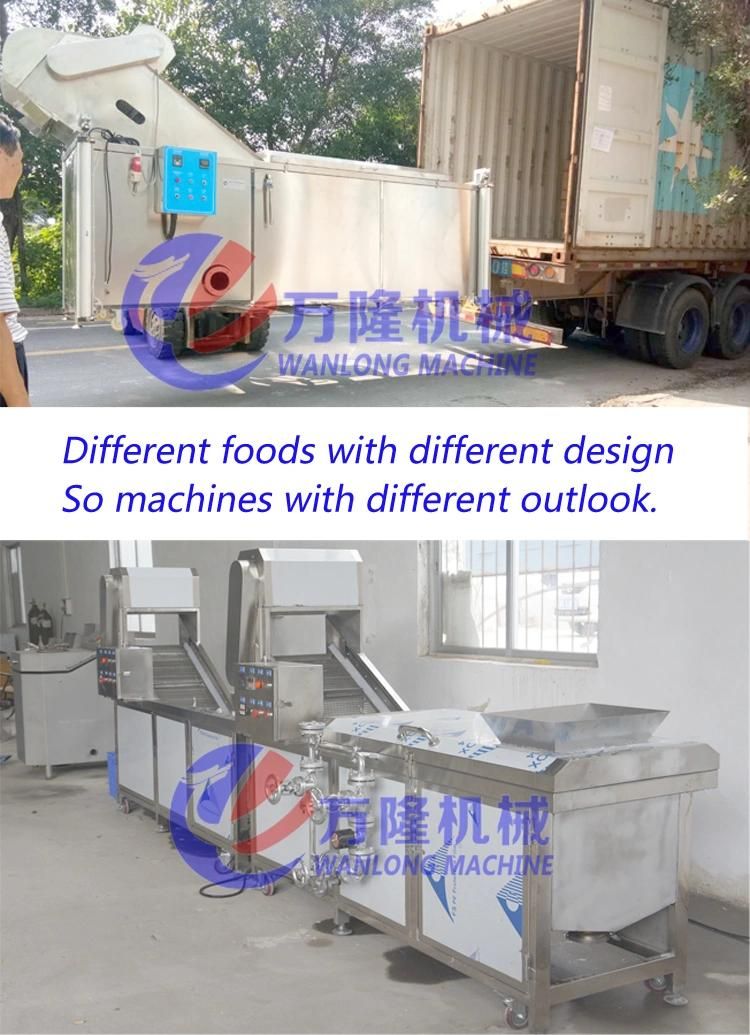 Seafood Shrimp Blancher Mushroom Chicken Breast Meat Steam Blanching Line Pre Cooking Machine