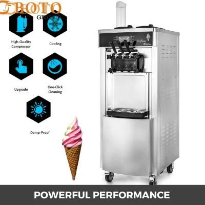 Auto Refrigerated Ice Cream Maker 3 Flavors 28L Capacity Each Hour Commercial Soft Ice ...