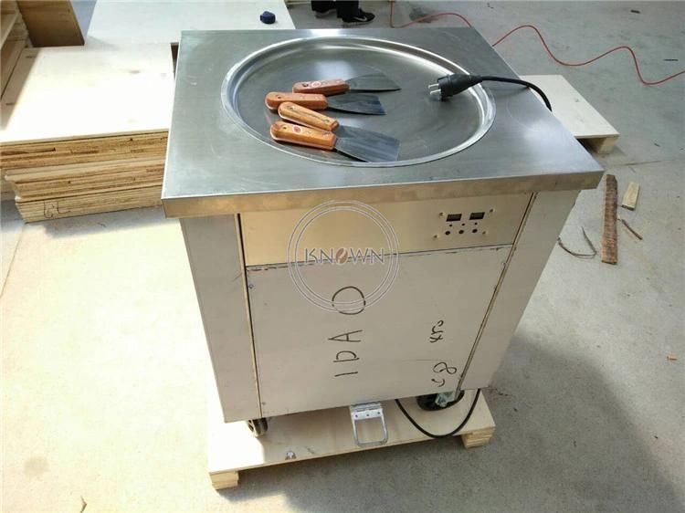 Fried Ice Cream Roll Making Machine Stainless Steel Fruit Fried Ice Cream Maker Machine with Single Round Pan Freezer