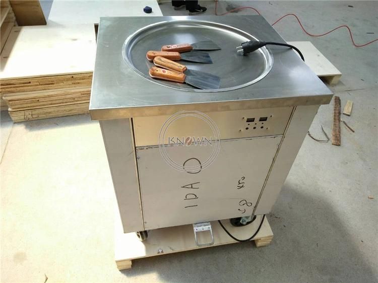 Fried Ice Cream Roll Making Machine Stainless Steel Fruit Fried Ice Cream Maker Machine with Single Round Pan Freezer