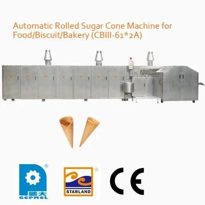 Automatic Rolled Sugar Cone Machine for Food/Biscuit/Bakery (CBIII-61*2A)