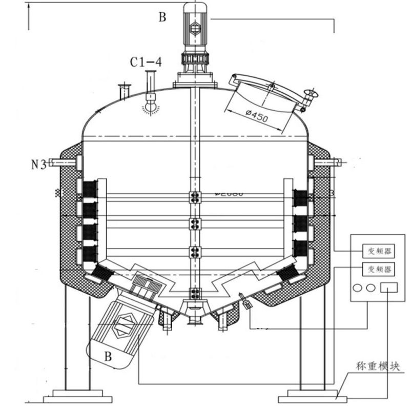 Small Lab Large Scale Flavour Juice Beverage Cereal Hot Sugar Syrup Mixing Tank