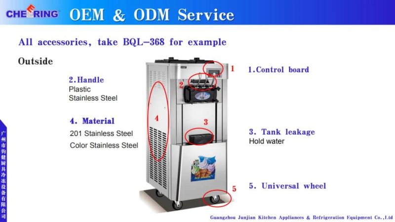 Bql-368 Cheering Made Commercial Precooling Air Pump Ice Cream Machine Soft Serve with CE