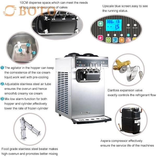 Different Flavor Stainless Steel Frozen Yogurt Machine Commercial Using Ice Machine Price Soft Serve Ice Cream Machine