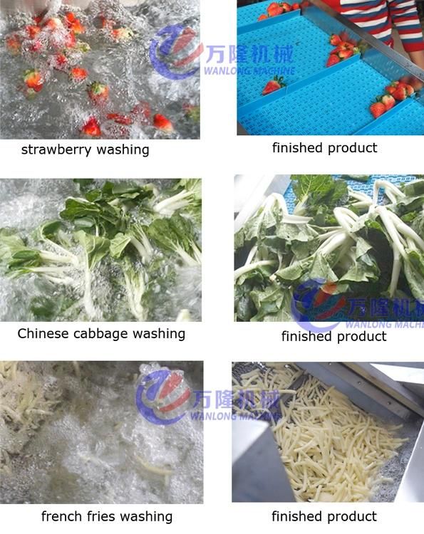 Industrial Vegetable Fruit Herbs Cutting Washing Dewatering Production Line Bubble Washing Machine