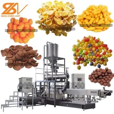 Breakfast Cereal Corn Flakes Production Line Double Screw Extruder Corn Flakes Making ...