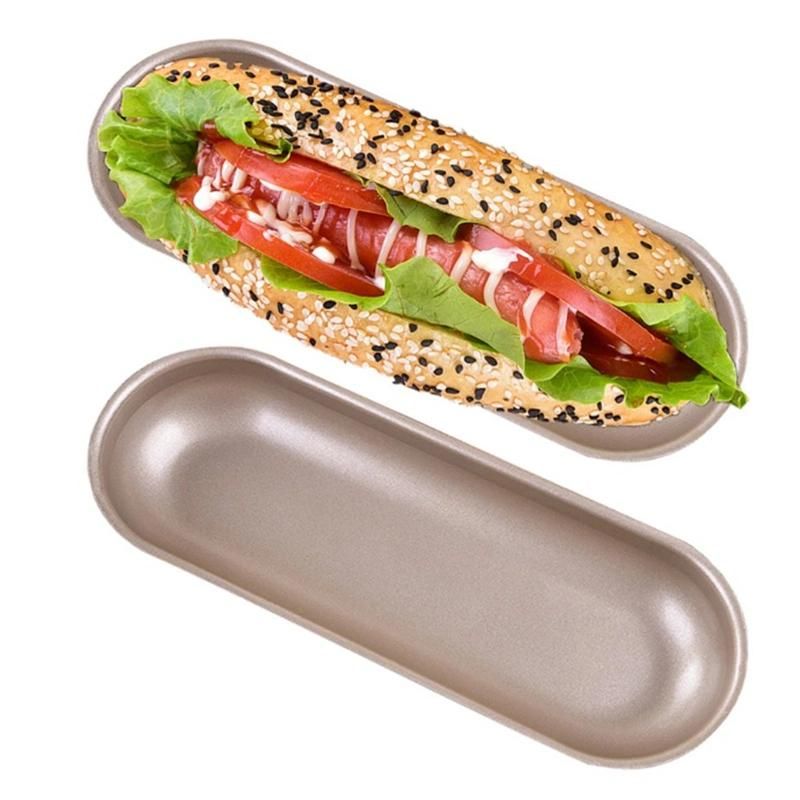 High Quality Hot Dog Bun Pan Hotdog Bread Mold Non Stick Bakeware 7 Inch Oval Hot Dog Mould