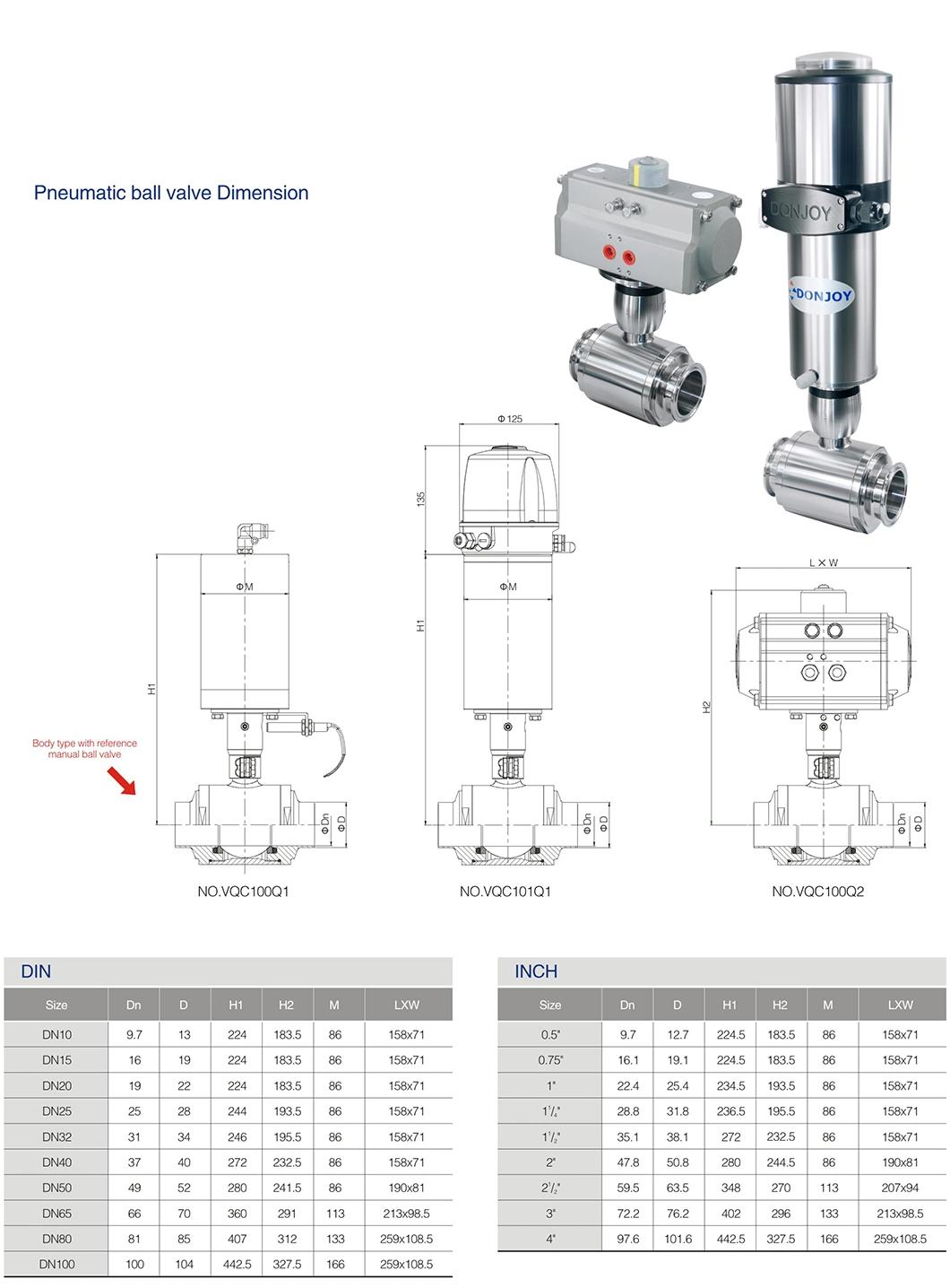 Donjoy Hygienic 3-PC Ball Valve with Control Top