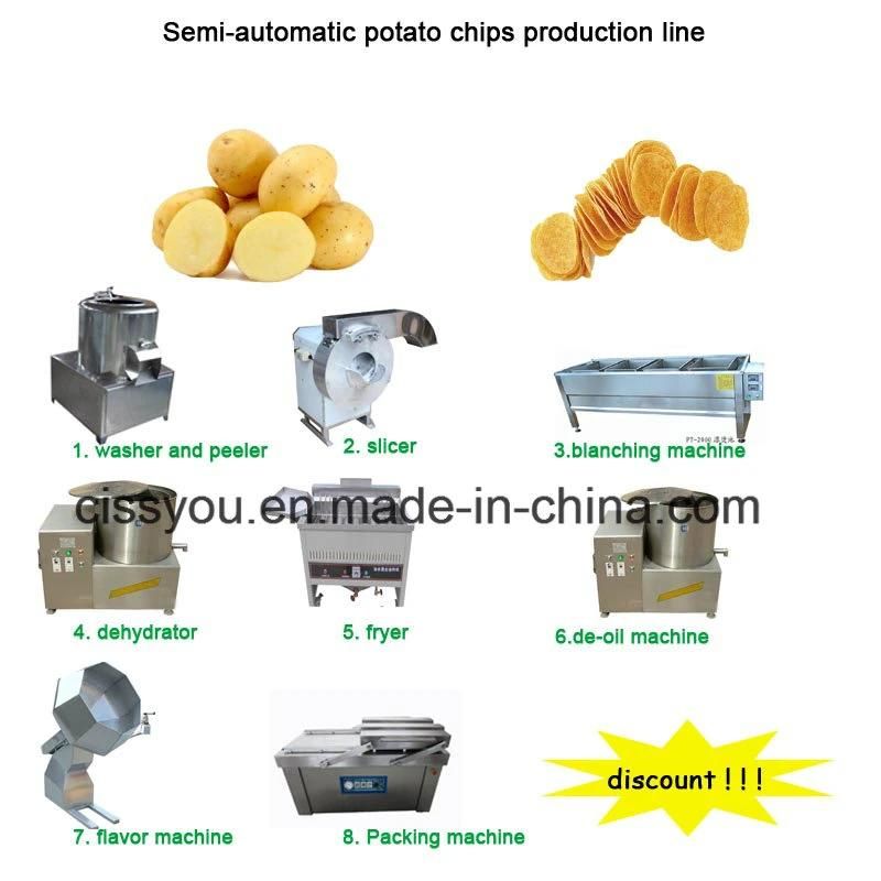 Vegetable Potato Chip Washing Peeling Cutting Slicer Conbined Machine
