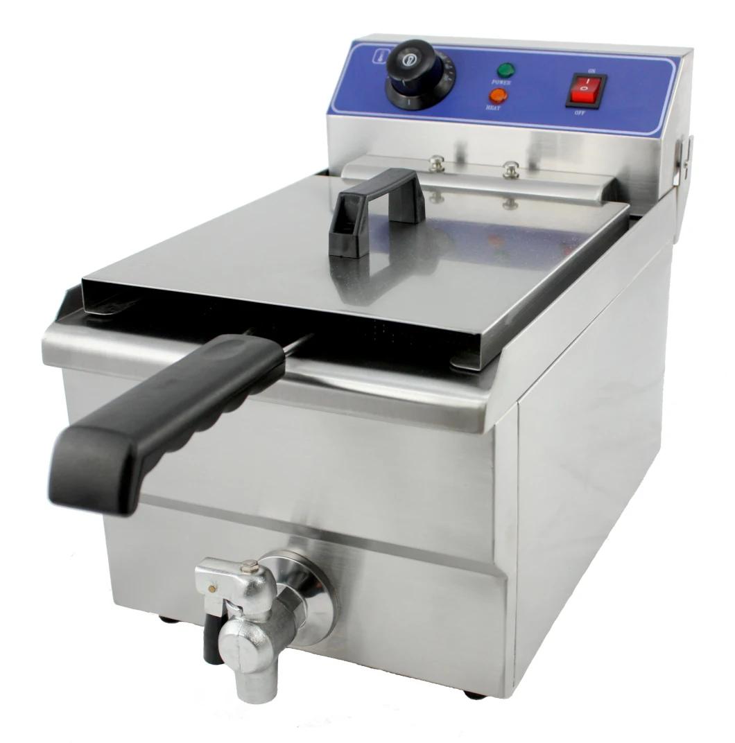 Single Tank Valve Commercial Countertop Electric Deep Fryer with Tap (Wf-101V) CE Bakery Equipment