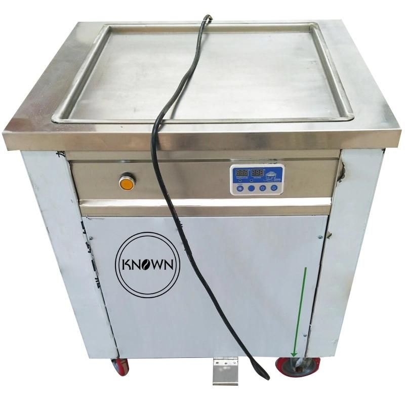 High Efficiency 50cm Single Square Pan Fried Ice Cream Roll Machine Thailand Fry Ice Cream Making Machine with Copper Condenser 220V / 110V