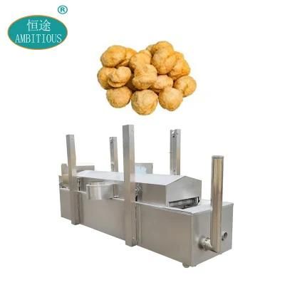 Continuous Automatic Fryer Conveyor Fish Ball Deep Gas Fry Machine