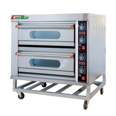 Commercial Kitchen Baking Equipment 2 Deck 4 Tray Electric Oven
