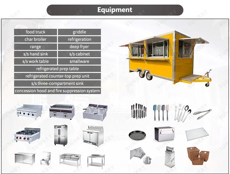 Fully Equipped Multifunctional BBQ Food Trailers Mobile Fast Food Carts