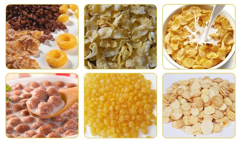 China Made Honey Sweet Puffed Breakfast Cereal Corn Flakes Snack Food Making Extruder Machinery