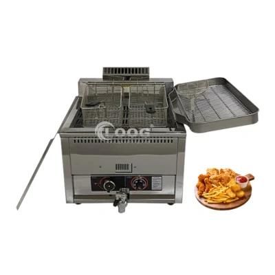 Fast Food Equipment 2 Baskets Commercial Stainless Steel Gas Deep Fryer Chips Machine for ...