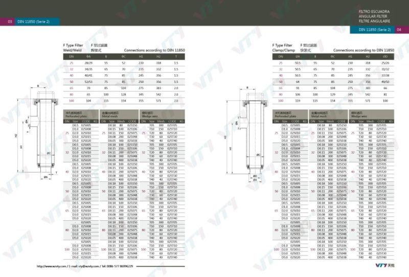 SS304&316L DIN Sanitary Food Grade Stainless Steel Y Shape Filter with Threaded End