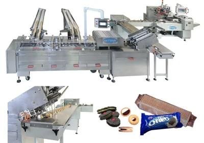 Food Processor Full Auto Safe Biscuit Packing Line Flow Pack Machine