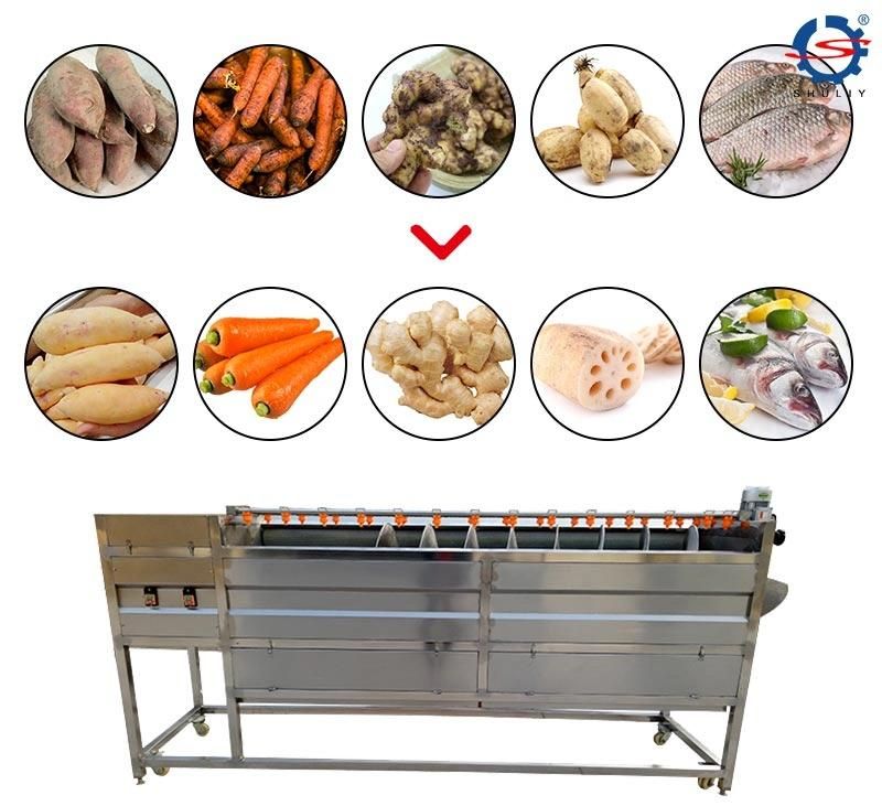 Automatic Brush Potato Washing Peeling Washer Peeler Line Machine