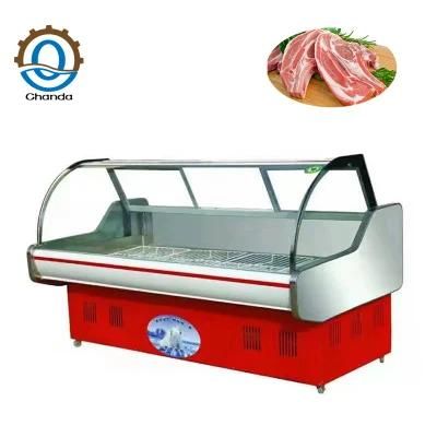 Supermarket Commercial Chicken Pork Glass Cabinet Display Meat Chiller Refrigerator Meat ...