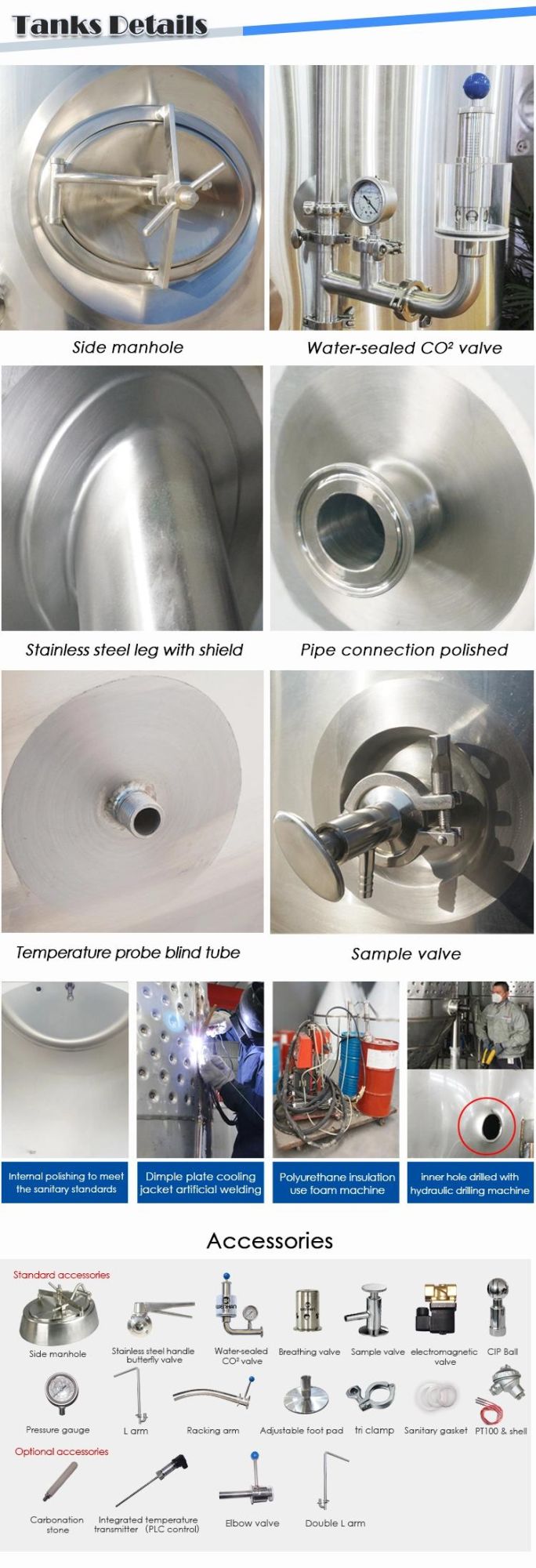 40bbl Conical Beer Fermenter Equipment with Dimple Cooling Jacket