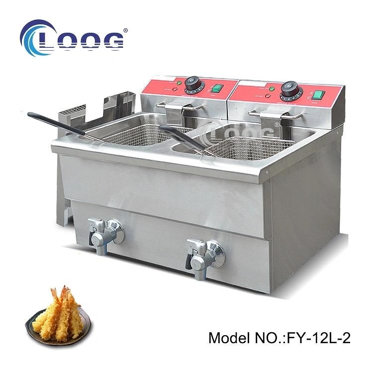 Best Selling Electric Deep Fat Fryer Catering Equipment Chips Oil Fryers Churro Machine French Fries Frying Double Baskets Filter