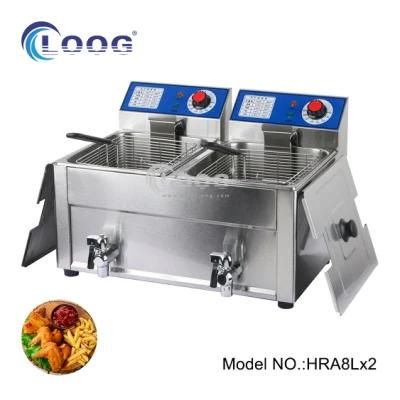 CE Approved Electric Dual Baskets Tanks French Fries Frying Machine 2 X 2850W Commercial ...
