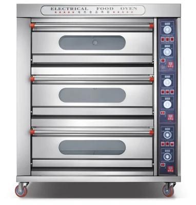 3 Deck 6 Tray Electric Pizza Oven for Commercial Kitchen Baking Equipment Bakery Machinery ...