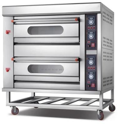 Commercial Kitchen Baking Equipment 2 Deck 4 Trays Gas Oven Food Equipment Bakery Machine