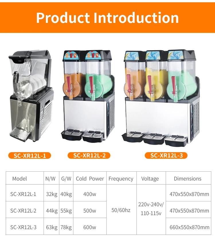 Commercial Slush Machine with Double Vats Juice Dispenser