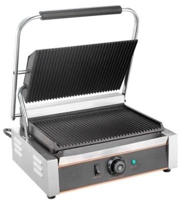 Commercial Electric Sandwich Panini Griddle Grill with Ribbed Plates