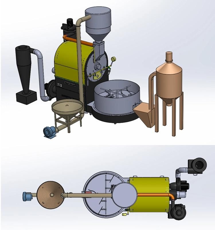 Manufacturer Supply Stainless Steel 60/120/200kg Industrial Coffee Roaster with PLC Control Plate for Sale