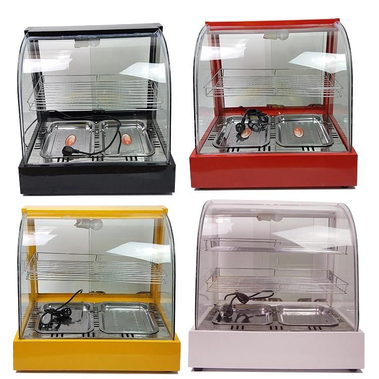 Wholesale Commercial 220V Electric Glass Food Catering Equipment Bread Hot Dog Pizza Display Warmer Chips Hot Showcase