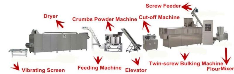 Automatic Wheat Fry China Bread Crumb Food Making Extruder Processing Line