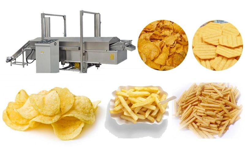 High Quality Gas Electric Automatic Snack Pellet Chips Frying Machine Conveyor Belt Continuous Fryer Machine for Sale