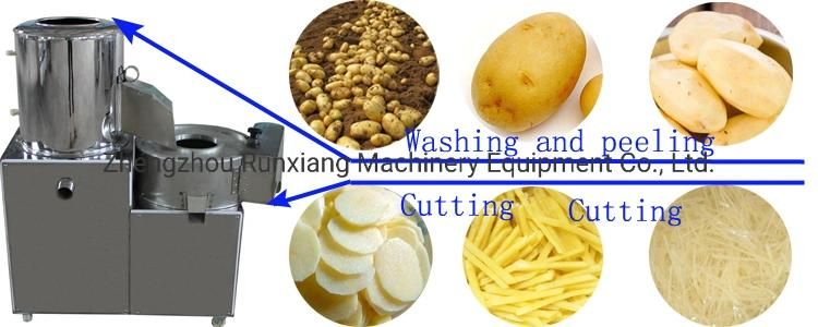 Vegetable Potato Chip Washing Peeling Cutting Slicer Conbined Machine