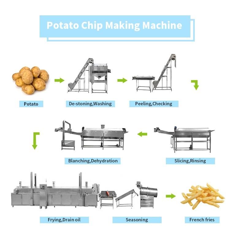 Hot Sale Stainless Steel Frozen French Fries Making Machine Frying Potato Chips Production Line