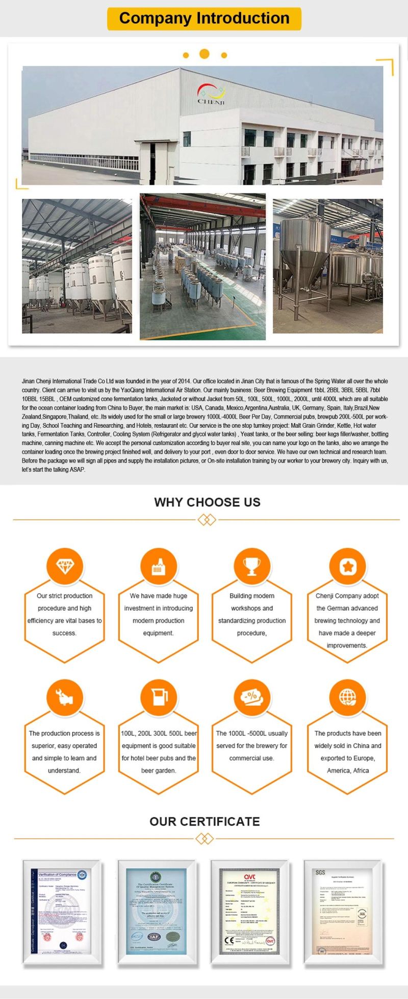 Fully Set Large 3000L 5000lcustomized Restaurant Brewery ISO UL CE
