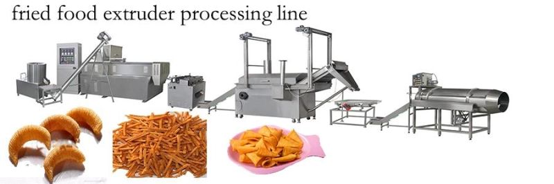Fried Flour Corn Bugles Extruded Chips Pellets Doritos Snacks Food Extruder Machine Fried Food Production Line