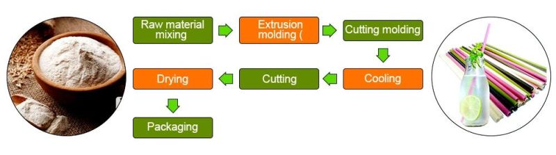 Chinese Supplier Food Grade Disposable Edible Biodegradable Rice Tapioca Beverage Straw Maker Processing Production Line