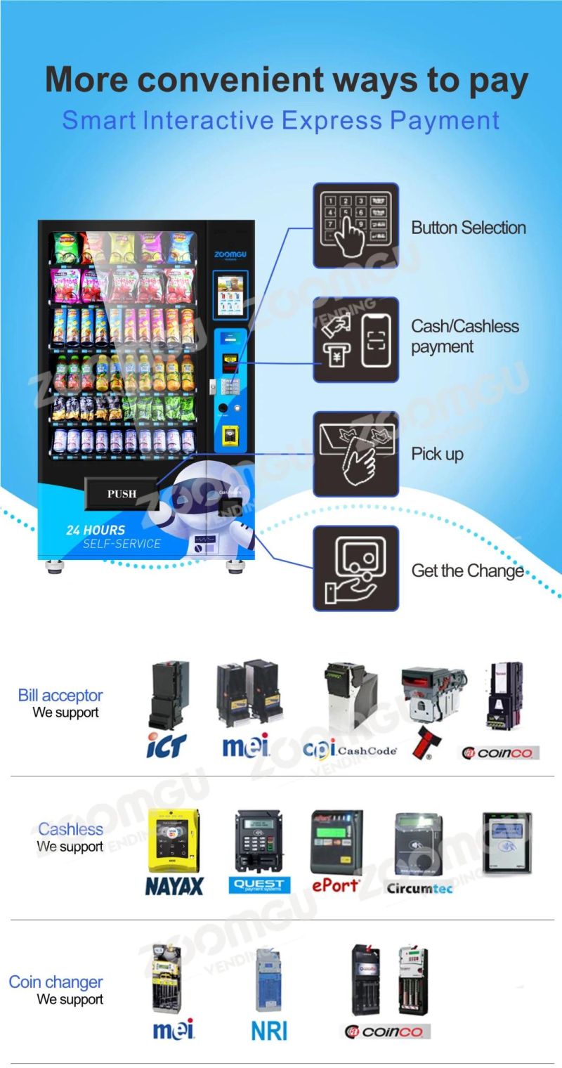 New! ! Zg 24 Hours Self Service Combo Snack Drink Touch Screen Vending Machine