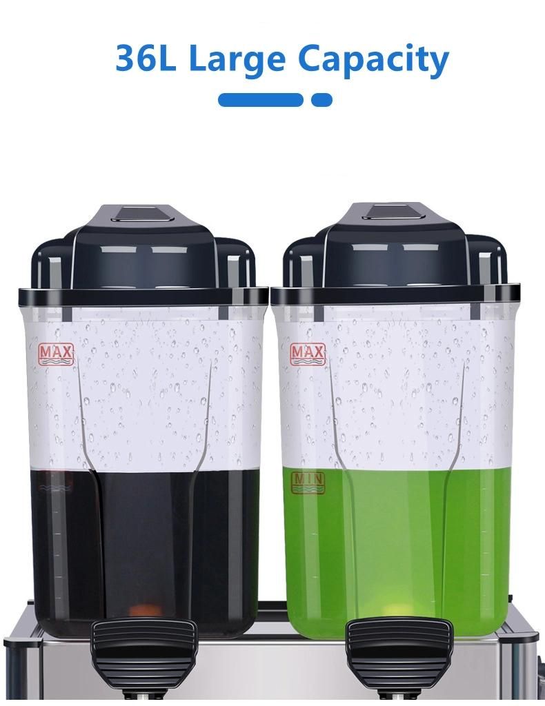 Double Tanks Beverage Drink Refrigerated Machine Cold Juice Cylinder Dispenser