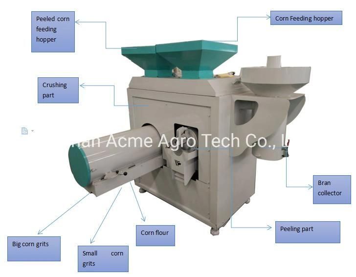 Maize Grits Making Machine Corn Peeler Flour Mill Machine