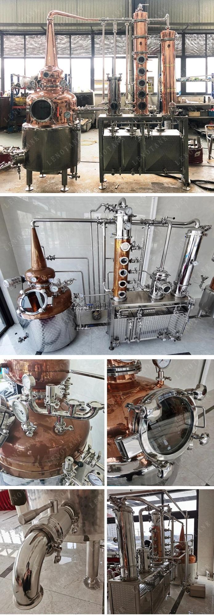 Leno Price Commercial Stiller Alembic Whisky Rum Gin Vodka Spirit Distill Boiler Still Pot Reflux Column Distillation Equipment Red Copper Alcohol Distiller